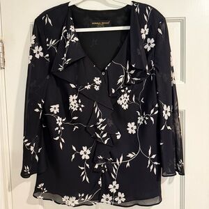 Donna Ricco Black Ruffled Blouse